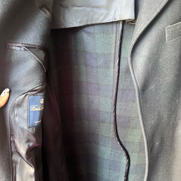 #7 BROOKS BROTHERS 100 PERCENT WOOL LONG MEN’S COAT NAVY BLUE - Picture 8 of 11